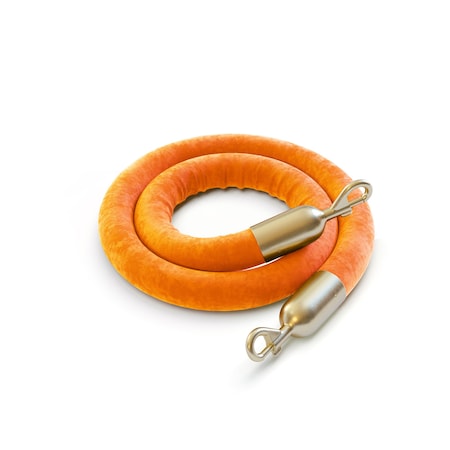 Montour Line Velvet Rope Orange With Satin Brass Snap Ends 6ft.Cotton Core PVR150-60-OR-SE-SB